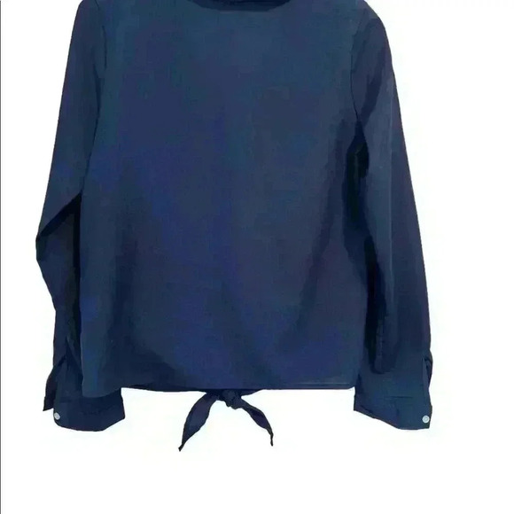 VINTAGE HAVANA V NECK -BUTTON DOWN -TIE WAIST -LONG SLEEVE NAVY - Picture 8 of 11